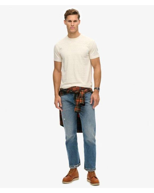 Superdry Blue & Co Classic Textured Organic Cotton Vintage Texture T Shirt for men