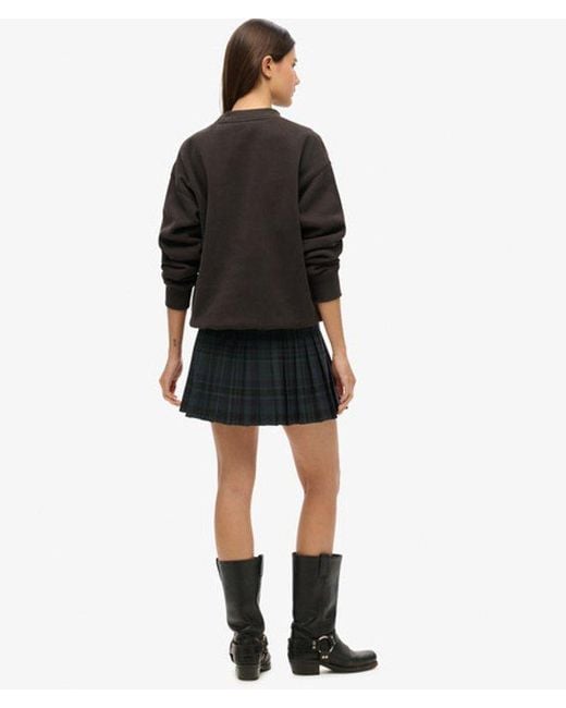 Superdry Black & Co Check Pleated Mini Skirt