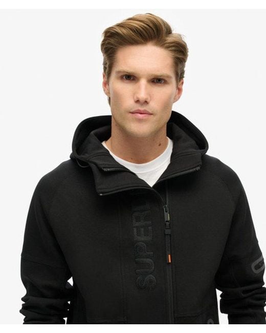 Superdry Black & Co Tech Logo Loose Zip Hoodie for men
