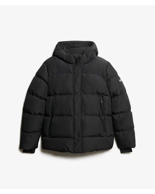 Superdry Black & Co Hooded Mid Length Sports Puffer Jacket