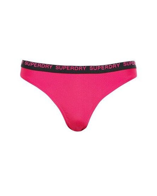 Superdry Elastisch Cheeky Bikinibroekje in het Pink