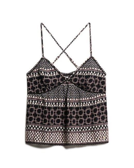 Superdry Black & Co Printed Woven Cami Top