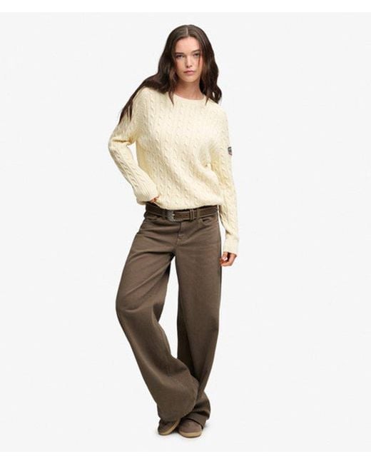 Superdry Natural & Co Ladies Loose Fit Cable Knit Slouchy Jumper