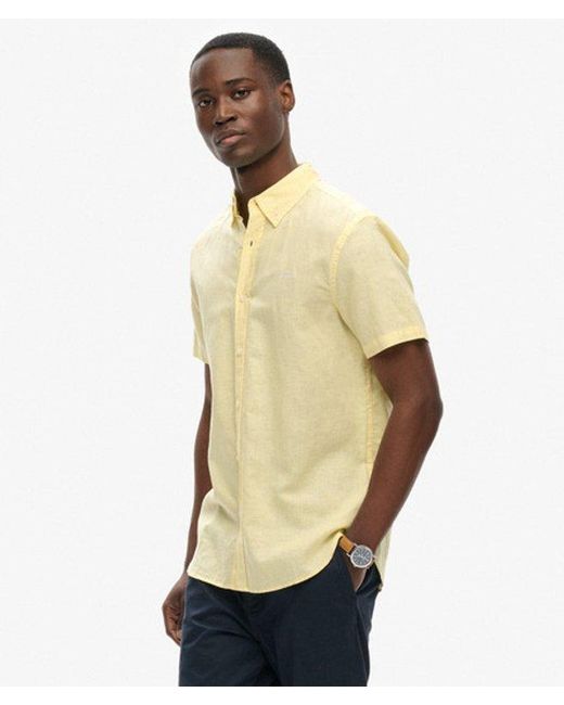 Superdry Natural Cotton Linen Short Sleeve Shirt for men