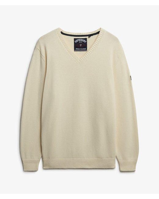 Superdry Oversized Trui Met V-hals in het Natural