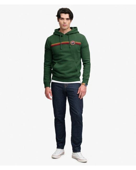 Superdry Green Outdoors Stripe Logo Hoodie for men