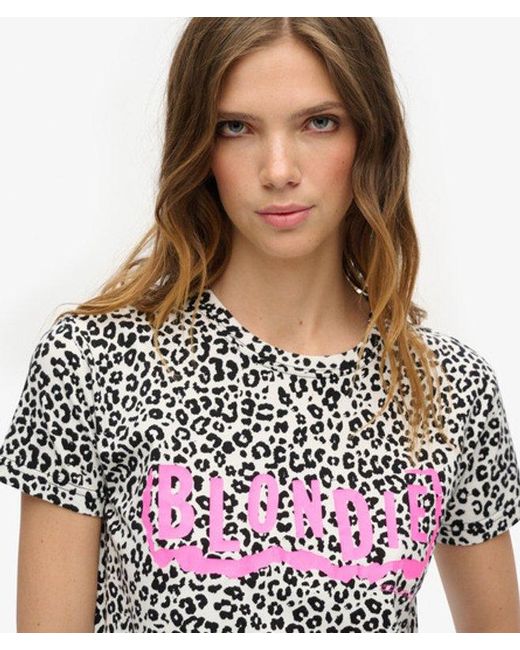 Superdry White & Co X Blondie Leopard Print Fitted Crew Neck T-shirt