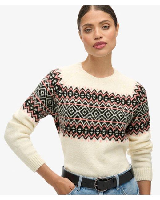 Superdry Gray Fairisle Pattern Crew Jumper