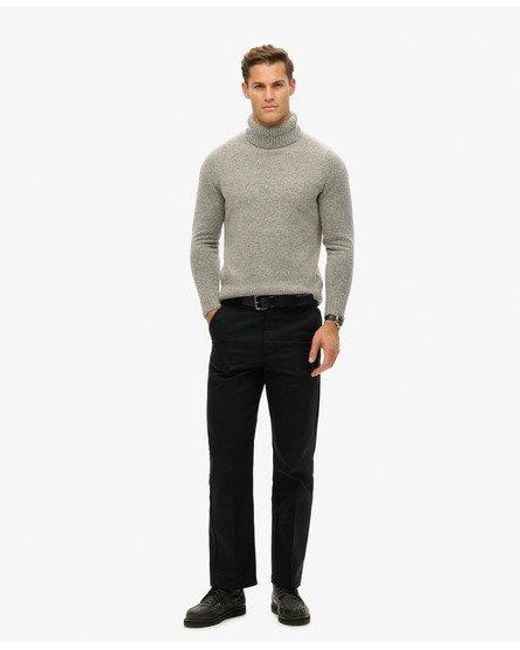 Superdry Gray Straight Chino Trousers for men