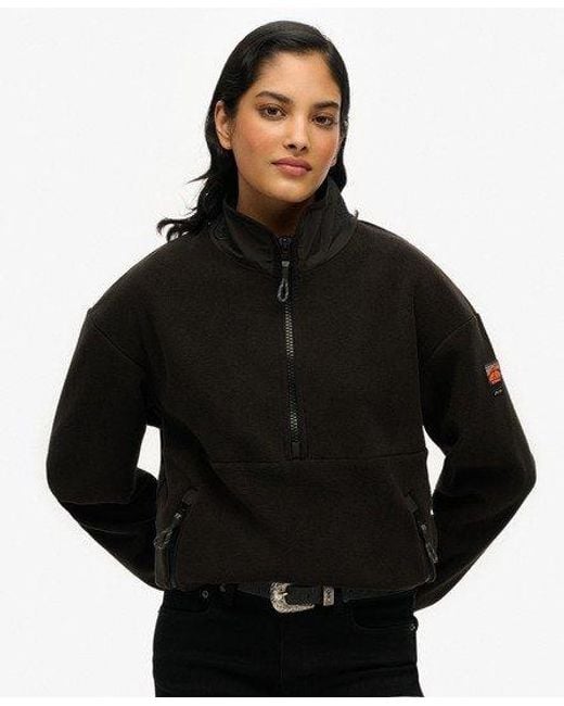 Superdry Active Fleecetrui Met Halve Rits in het Black
