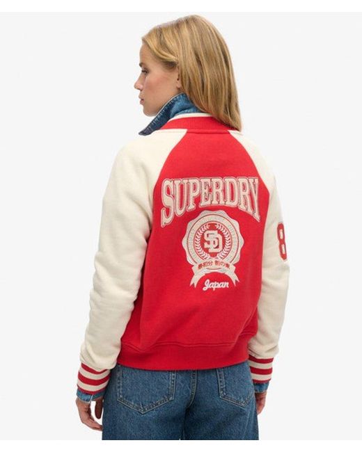 Superdry Red & Co College Graphic Jersey Bomber
