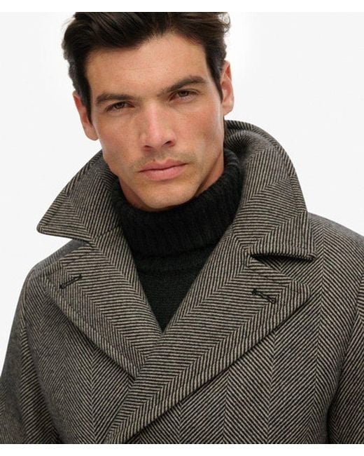 Superdry Gray The Merchant Store - Wool Blend Long Coat for men