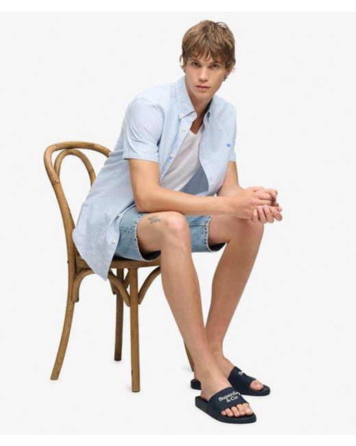 Superdry Blue & Co Company Logo High Build Sliders for men