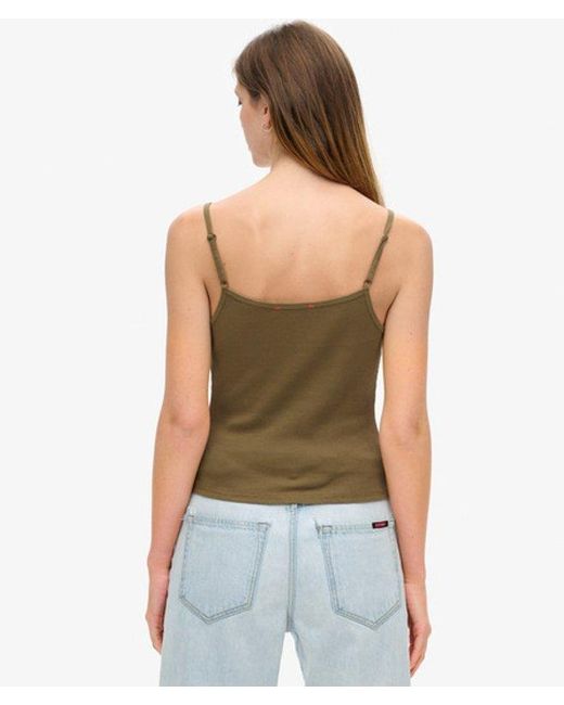 Superdry Green & Co Athletic Essentials Graphic Button Cami