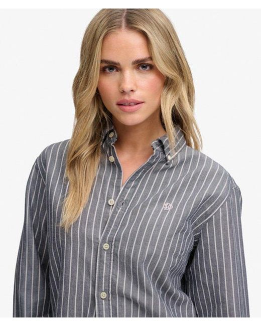 Superdry Gray & Co Slim Oxford Button Down Long Sleeve Shirt