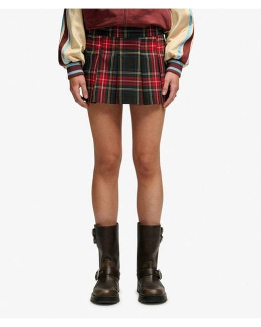 Superdry Red & Co Mini Pleated Skort