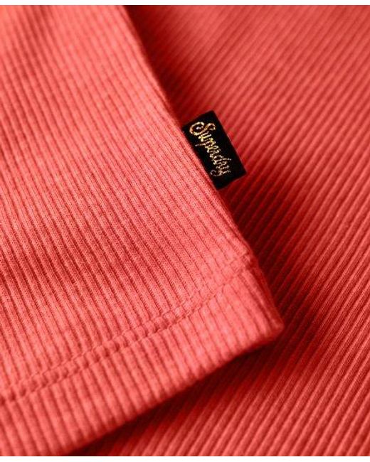 Caraco côtelé essential en coton bio à liseré en dentelle Superdry en coloris Pink