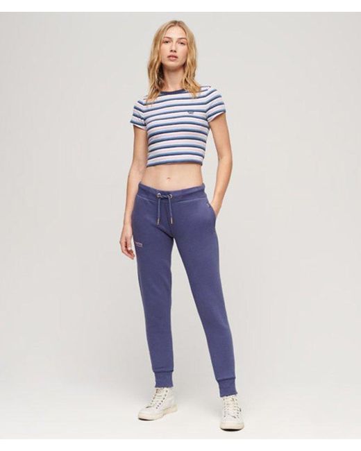 Superdry Blue Vintage Stripe Crop T-shirt White/