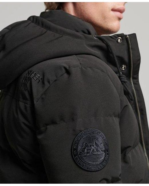 Superdry Black Everest Hooded Puffer Jacket for men