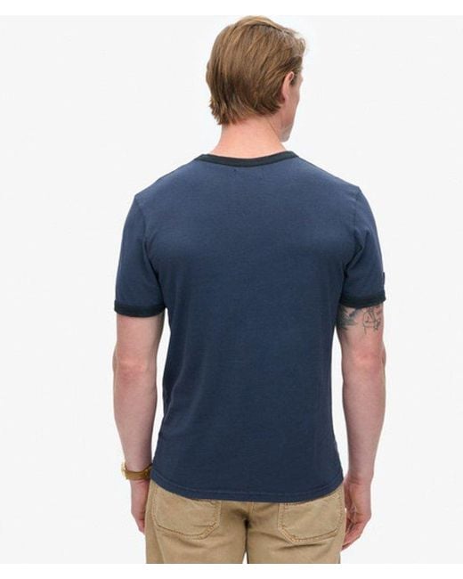 Superdry Blue Core Logo Ringer Workwear Graphic T-shirt for men