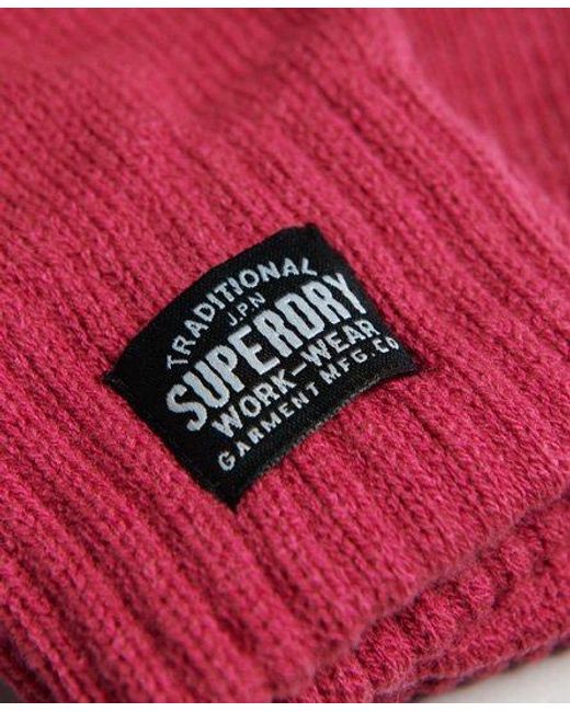 Gants en maille classiques Superdry en coloris Red