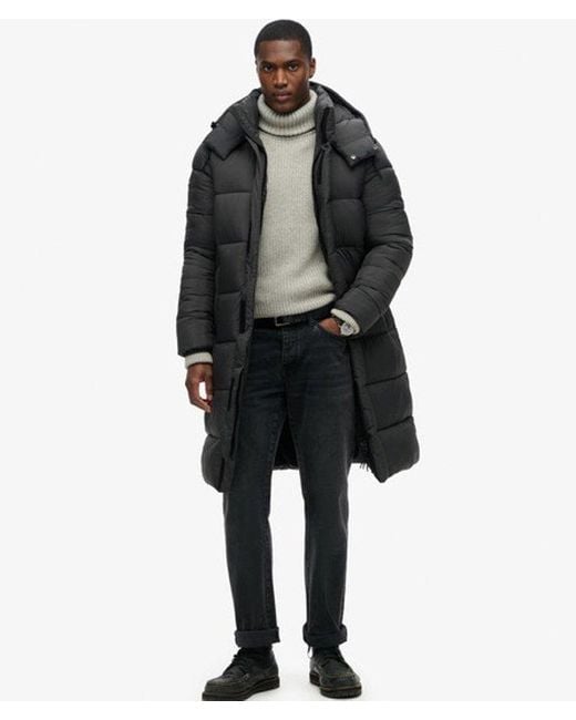 Superdry Black & Co Ripstop Long Puffer Coat for men