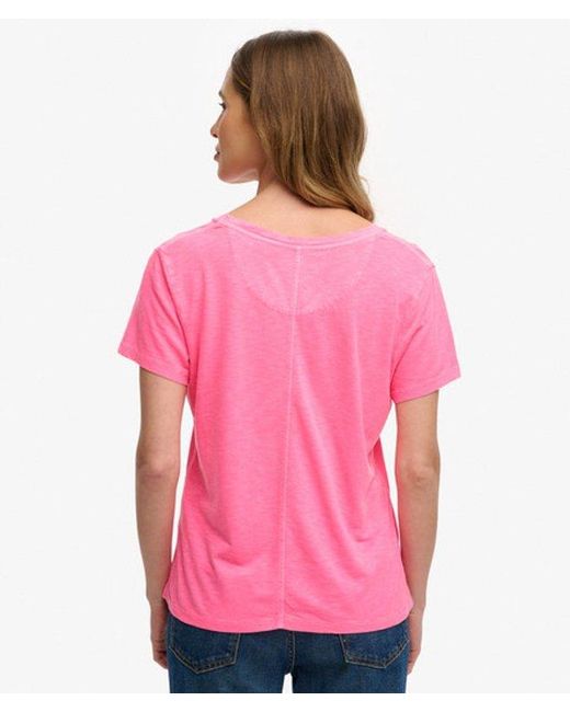 Superdry Pink Studios Slub Embroidered T-Shirt