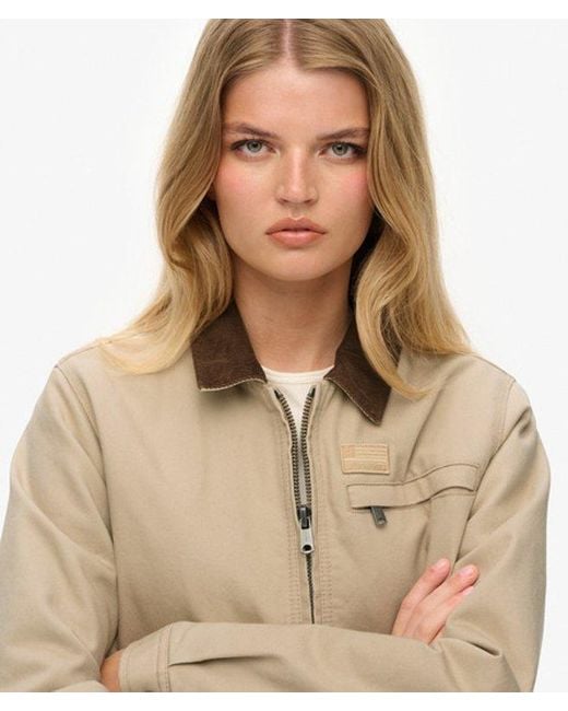 Femme Veste Ranch Matelassée À Col En Velours Taille Superdry en coloris Natural