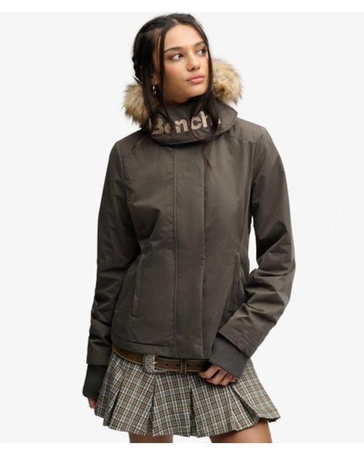 Superdry Gray Bench X & Co Bench Faux Fur Hooded Windcheater Jacket