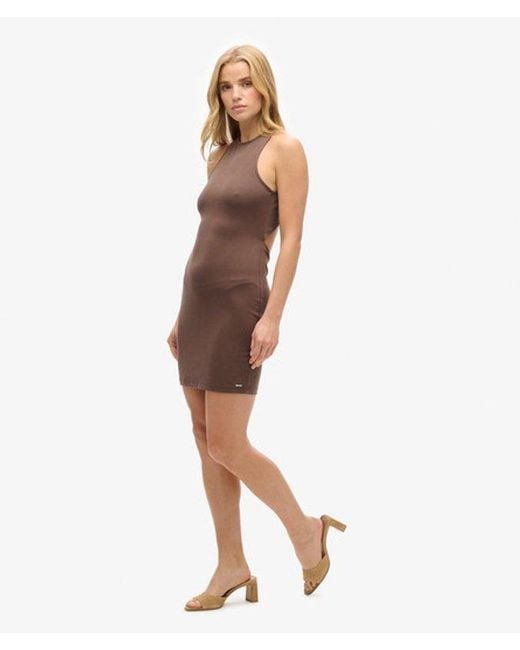 Superdry Brown Modal Jersey Cross Back Mini Dress