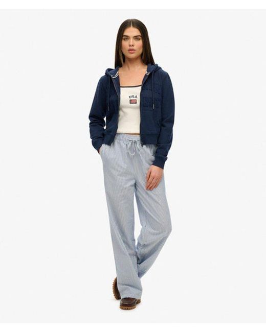 Superdry Blue & Co Athletic Essentials Tonal Cropped Zip Hoodie