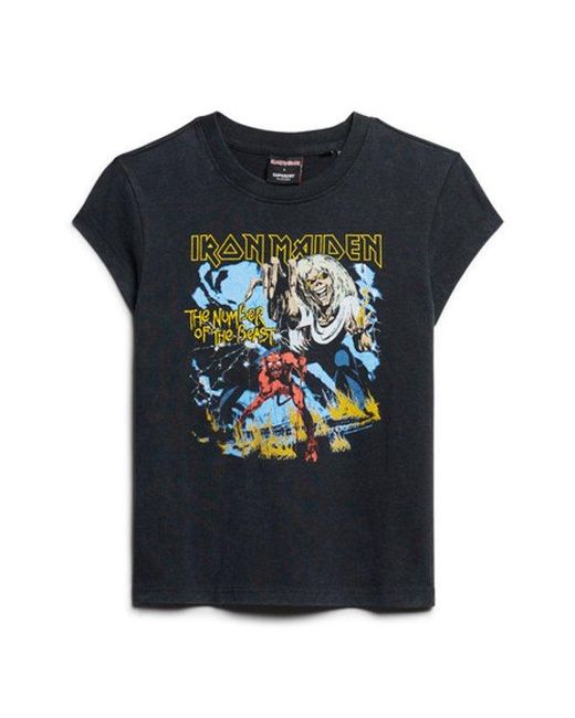 Superdry Black & Co Iron Maiden X & Co Cap Sleeve Band T-shirt
