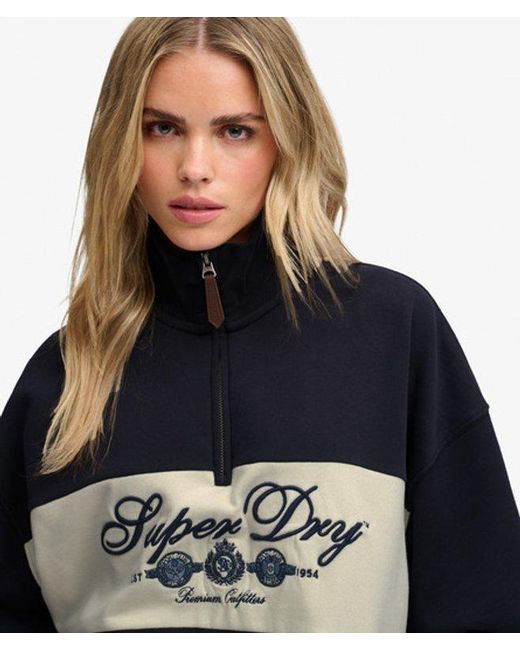 Superdry Blue & Co Ornate Script Half Zip Sweatshirt