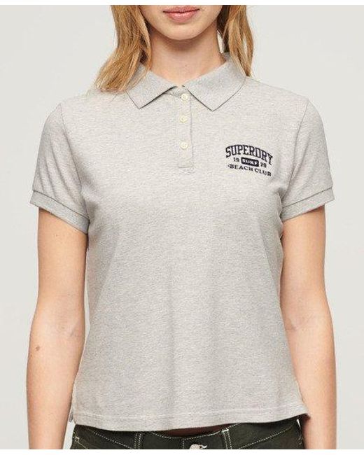 Superdry White Ladies Slim Fit 90s Fitted Polo Shirt