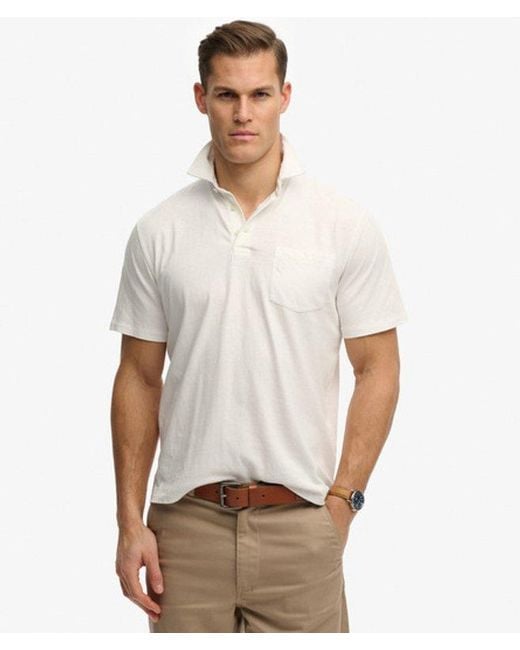 Superdry White & Co Classic Cotton Linen Polo Shirt for men
