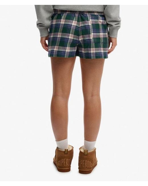 Superdry Green & Co Cotton Check Elastic Shorts