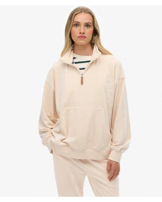 Superdry Natural & Co Country Club Velour Quarter Zip