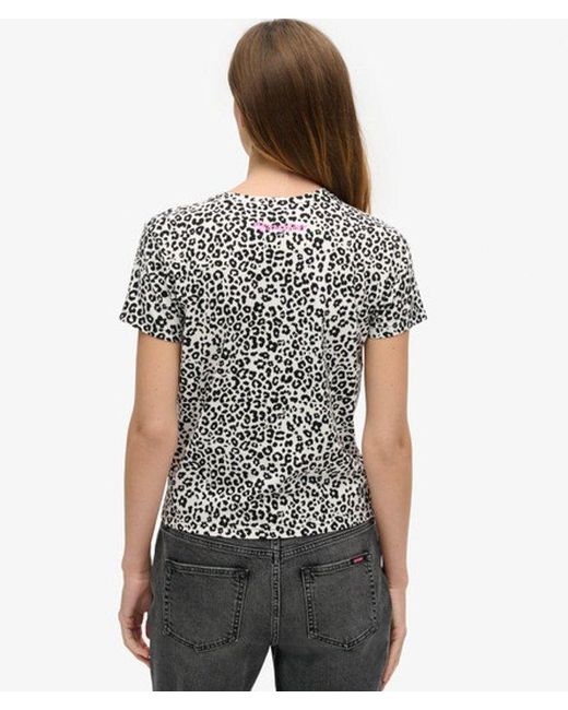 Superdry White & Co X Blondie Leopard Print Fitted Crew Neck T-shirt