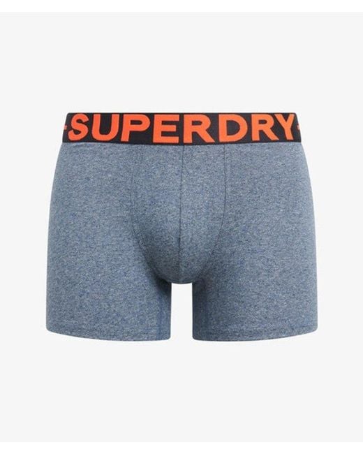 Superdry Blue Organic Cotton Boxer Triple Pack for men