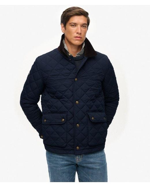Superdry Blue Quilted Estate Coach Jacket for men