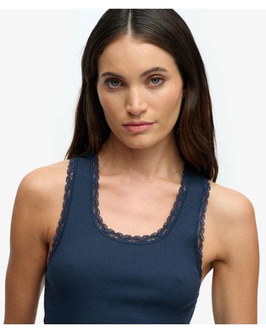 Superdry Blue & Co Vintage Lace Trim Vest