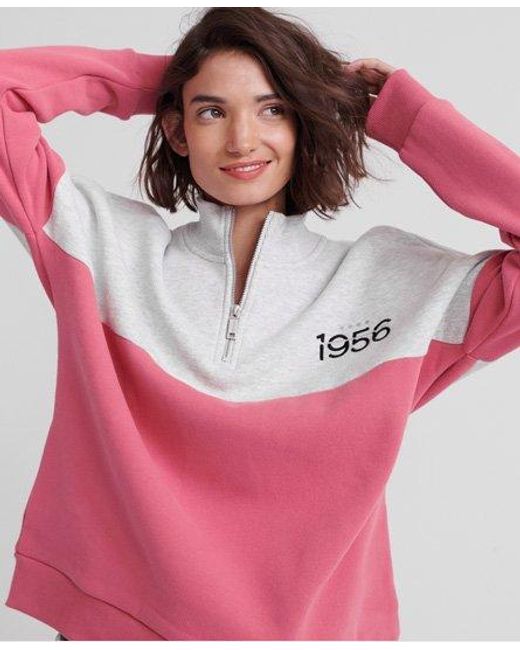 pink half zip sweatshirt