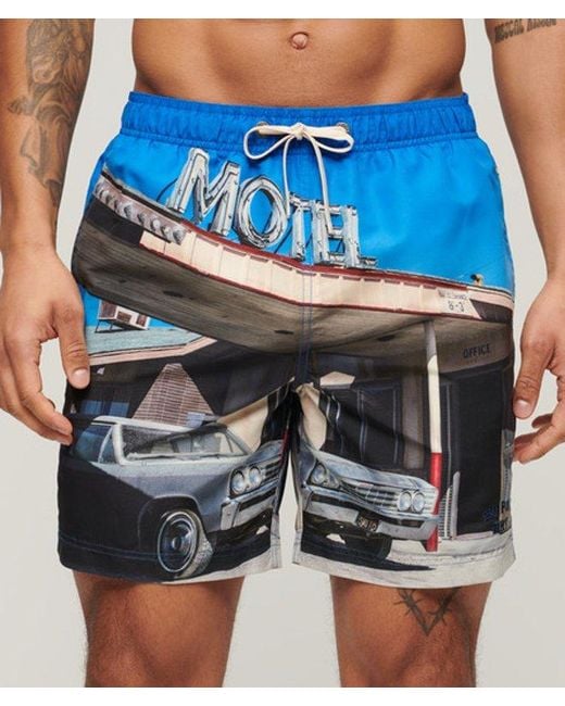Superdry Gray & Co Photographic 17-inch Recycled Swim Shorts for men
