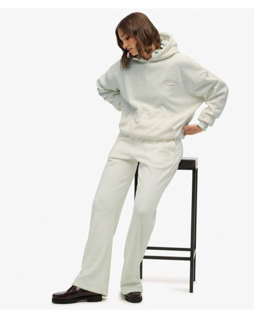 Superdry Country Club Velour Rechte joggingbroek in het White