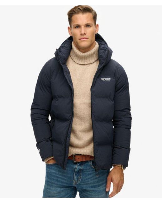 Superdry Blue & Co Hooded Boxy Puffer Jacket for men