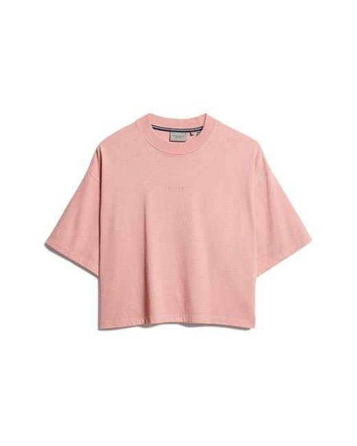 Superdry Pink Micro Logo Embroidered Boxy Top