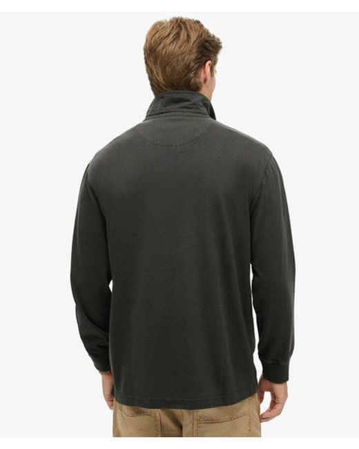 Superdry Black & Co Long Sleeved Contrast Stitch Rugby Shirt for men