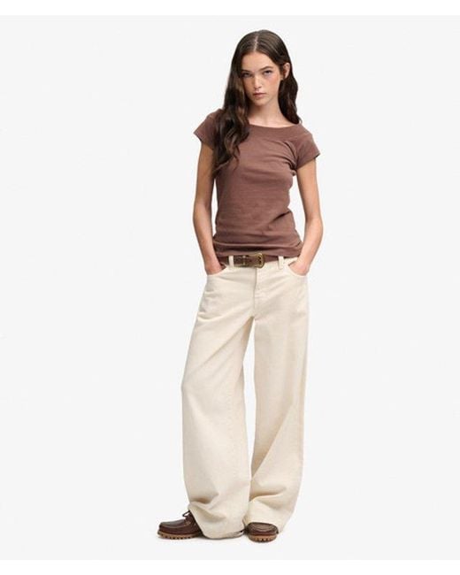 Superdry Brown & Co Athletic Essentials Off Shoulder Top