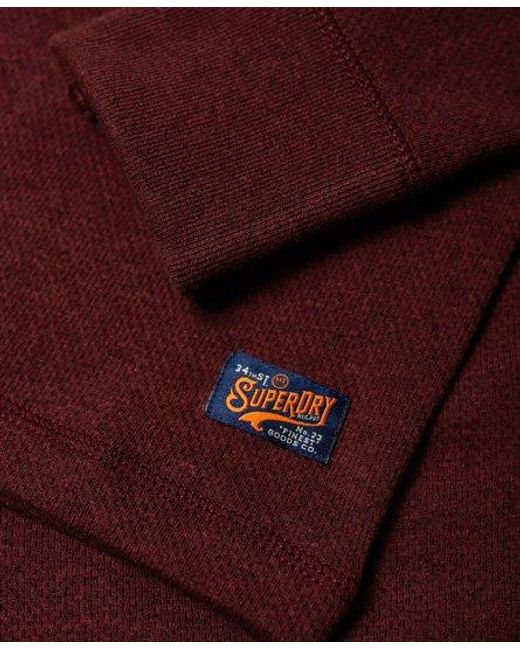 Superdry Red Prospector Grandad Long Sleeve Top Boston Burgundy Grit for men