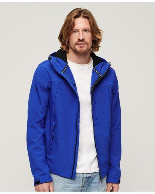 Superdry Hooded Soft Shell Trekker Jacket in Blue for Men